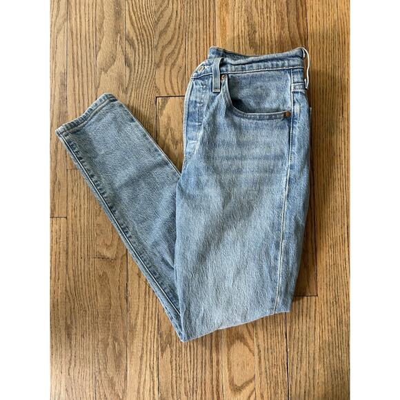 Levi's 501 S Button Fly Factory Skinny High Rise Jeans Light Blue Women’s 26x28 - Picture 1 of 10